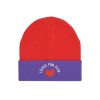 Merinowollen rode muts - Merino beanie purple/ poppy red